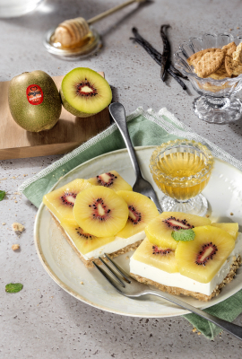 Cheesecake de kiwis rojos: barritas de cheesecake sin cocción