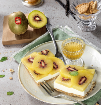 Cheesecake au kiwi rouge: barres de cheesecake sans cuisson