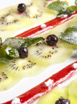 Carpaccio di Kiwi al profumo di fragole e menta