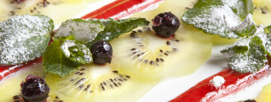 Carpaccio di Kiwi al profumo di fragole e menta