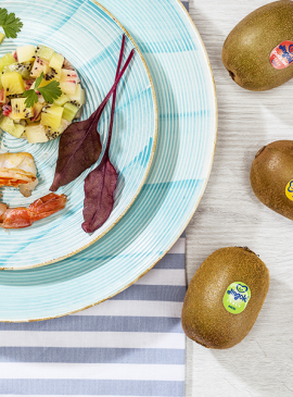 Prawn salad with kiwi tartare