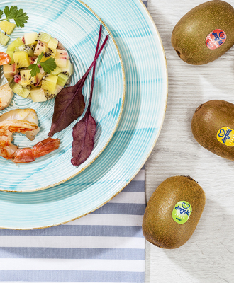 Garnelensalat und Kiwi-Tatar