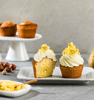 Cupcake vegano de avelãs e kiwi