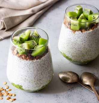 Pudding au chia et au kiwi vert