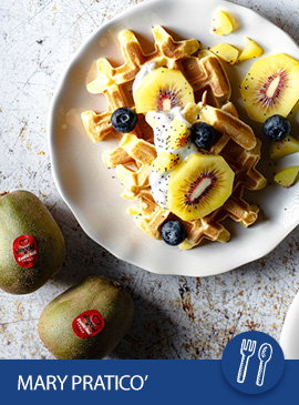 Waffle con yogurt e kiwi