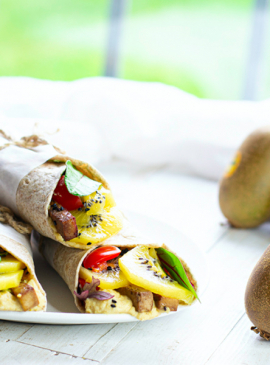 Wrap super proteici ai kiwi gialli