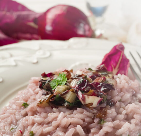 Risotto con radicchio e kiwi